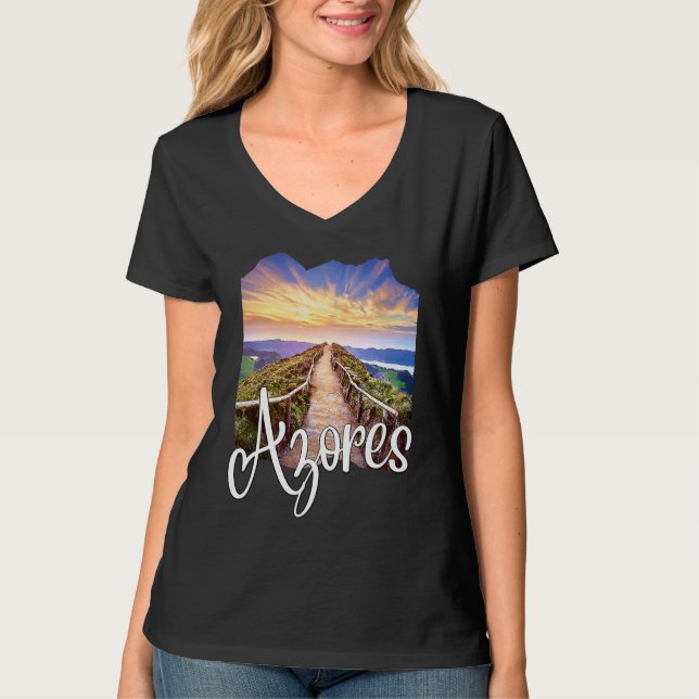 Camiseta Azores Souvenirs Portuguese Roots Azores (Anverso)