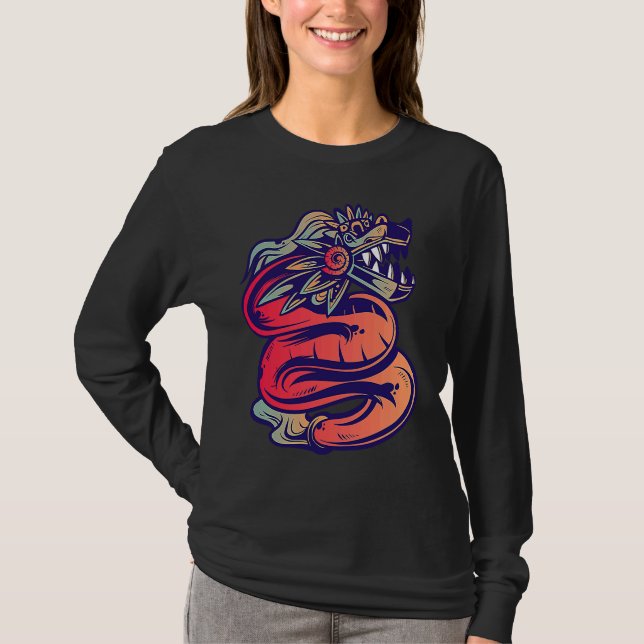 Camiseta Aztec God Quetzalcoatl Cool Snake Dragon Inca Maya (Anverso)