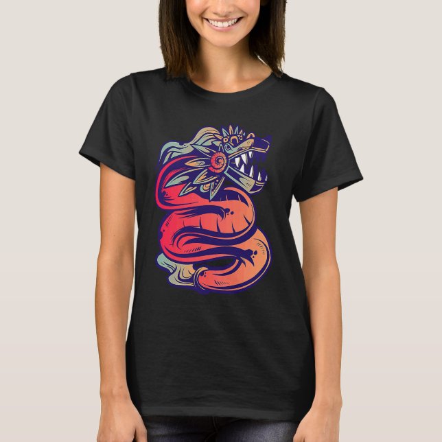 Camiseta Aztec God Quetzalcoatl Cool Snake Dragon Inca Maya (Anverso)