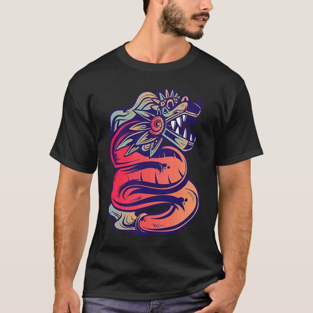 Camiseta Aztec God Quetzalcoatl Cool Snake Dragon Inca Maya (Anverso)