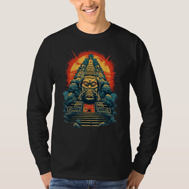 Camiseta Aztec Inka Maya Mystic Jungle Temple Pyramid Graph (Anverso)