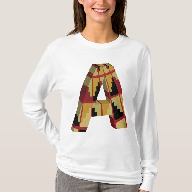 Camiseta Aztec Navajo Pattern Letter A (Anverso)