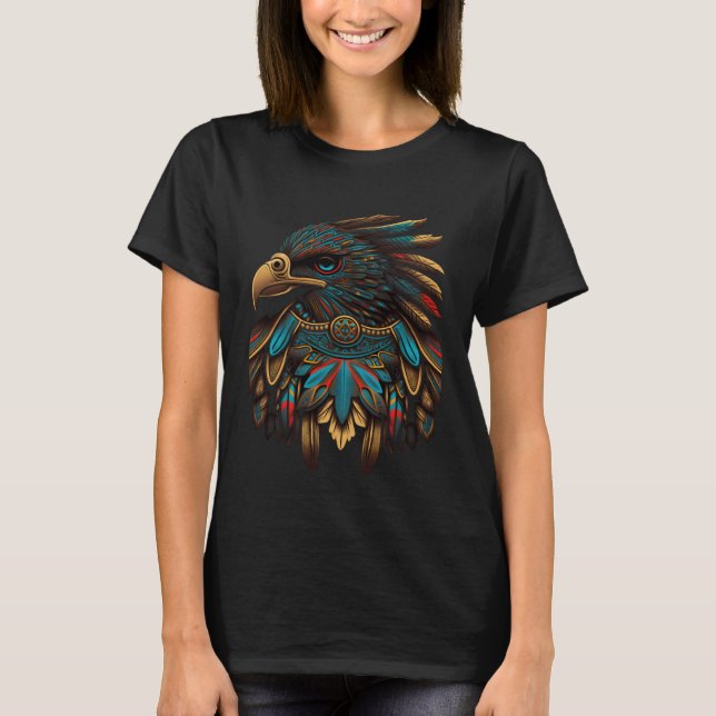 Camiseta Azteca Falcon Traditional Aztec Colorful Mexican A (Anverso)