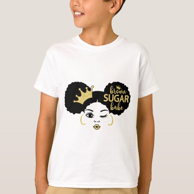 Camiseta Azúcar marrón en negro y oro (Anverso)