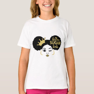 Camiseta Azúcar marrón en negro y oro