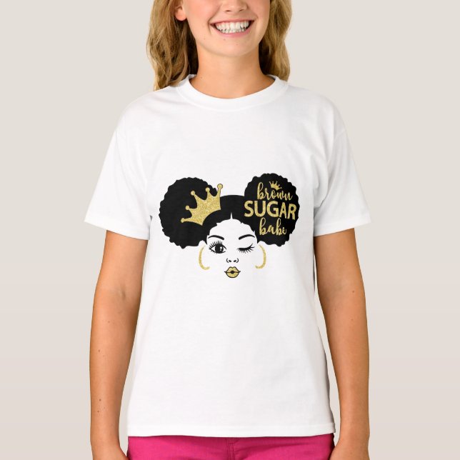 Camiseta Azúcar marrón en negro y oro (Anverso)