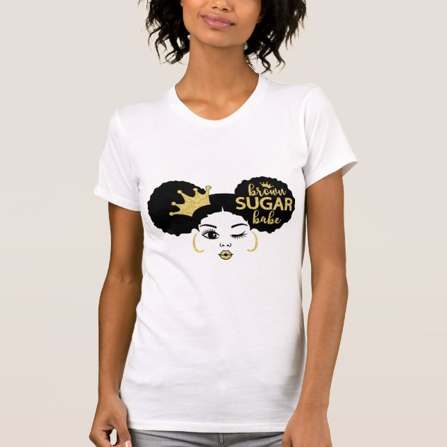 Camiseta Azúcar marrón en negro y oro (Anverso)
