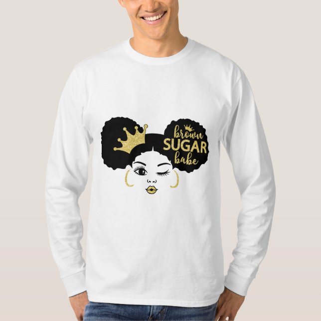 Camiseta Azúcar marrón en negro y oro (Anverso)