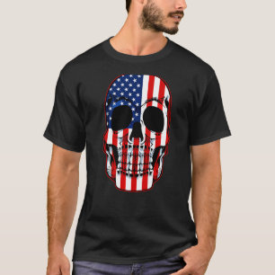 Camiseta Azúcar Skull Bandera Estadounidense 4 De Julio Pat