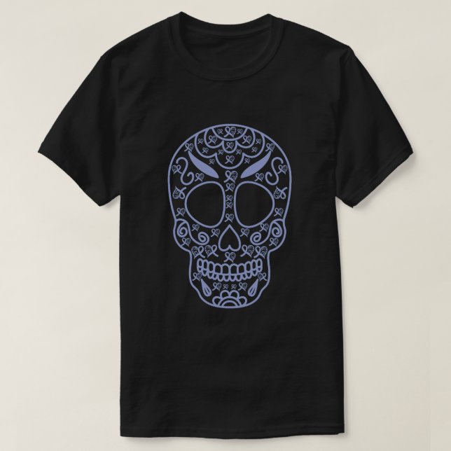 Camiseta Azúcar Skull Light Blue Ribbon Prostate (Diseño del anverso)
