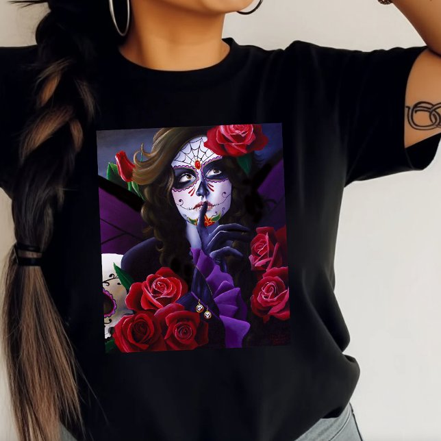Camiseta Azúcar Skull Roses Rojas Morado (Subido por el creador)