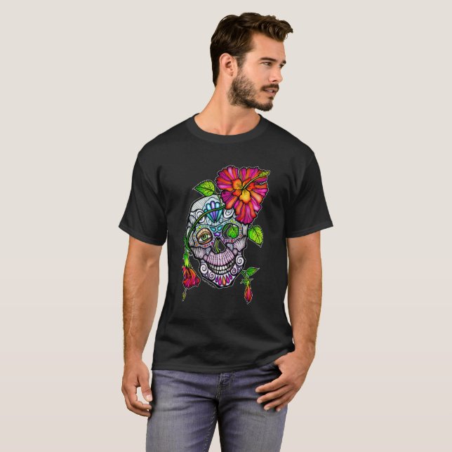 CAMISETA AZÚCAR Y FLORES (Anverso completo)