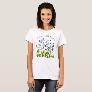Camiseta Azul acuarela naturaleza floral para ella