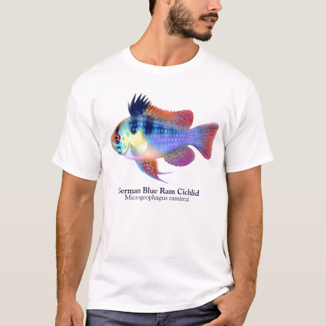 Camiseta azul alemana del Cichlid del espolón (Anverso)
