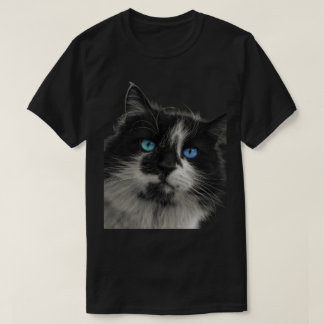 Camiseta Azul Alma Gato Negro Ojos Azules