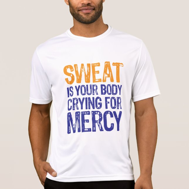 Camiseta Azul anaranjado de la misericordia del sudor (Anverso)