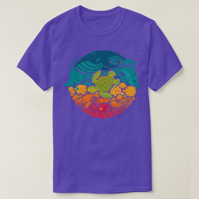 Camiseta Azul arcoiris acuático (Diseño del anverso)