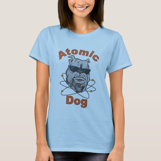 Camiseta Azul atómico de la muñeca de las señoras del perro (Anverso)