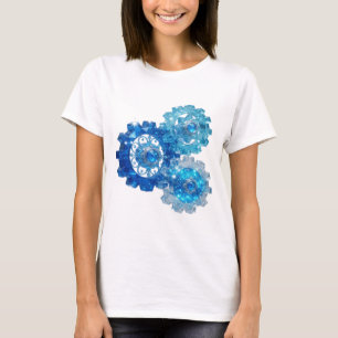 Camiseta Azul Atractivo Impresión de ENGRANAJE AZUL