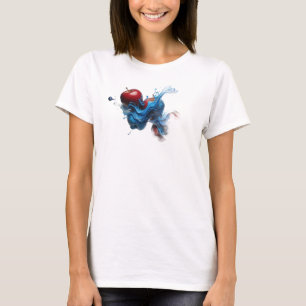 Camiseta Azul Atrevida de Manzana Abstracta Modern