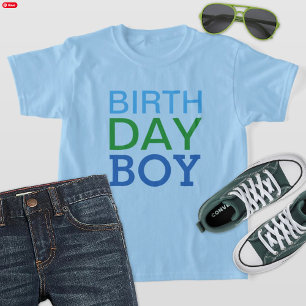 Camiseta Azul atrevido y verde cumpleaños niño azul claro