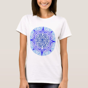 Camiseta azul azteca del círculo