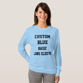 Camiseta azul básica de manga larga para mujer per