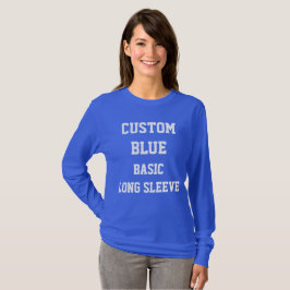 Camiseta azul básica de manga larga para mujer per