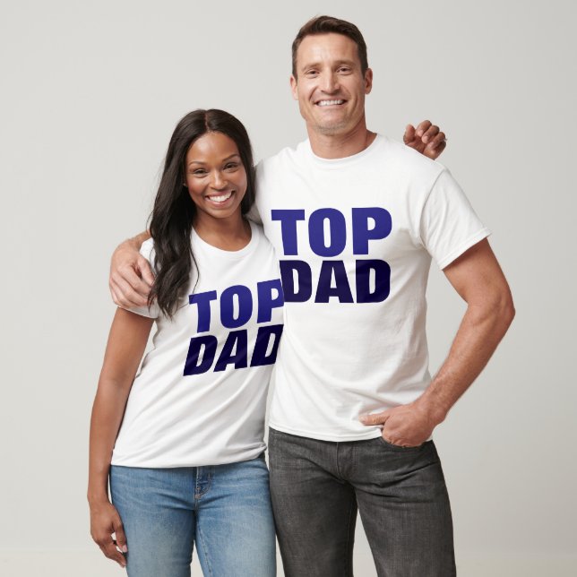 Camiseta azul blanca del Día del Padre de arriba (Unisexo)