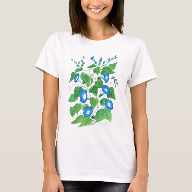 Camiseta azul, blanca, verde para las damas, glori (Anverso)