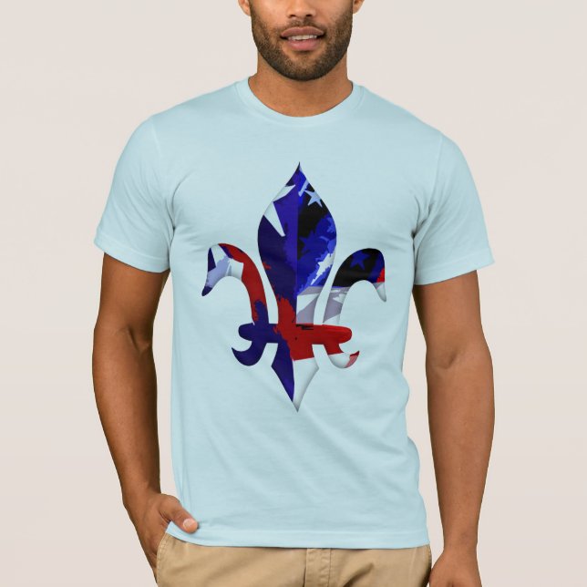 Camiseta Azul blanco rojo -2 de la flor de lis (Anverso)