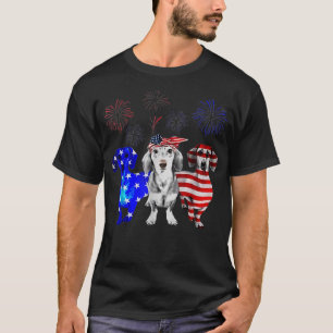 Camiseta Azul Blanco Rojo Dachshund Bandera de Estados Unid