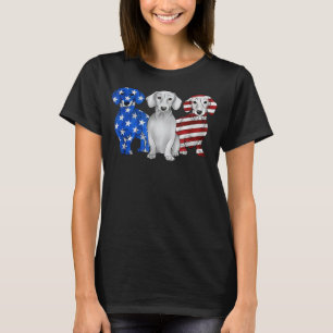Camiseta Azul Blanco Rojo Dachshund Bandera Estadounidense 