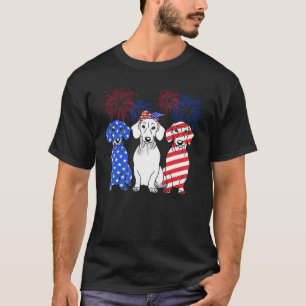 Camiseta Azul Blanco Rojo Dachshund Perro Bandera Estadouni