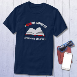 Camiseta Azul blanco rojo de la libertad de lectura