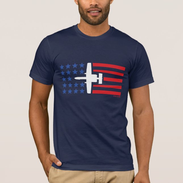 Camiseta Azul blanco rojo de las barras y estrellas del jet (Anverso)