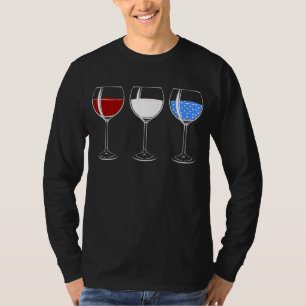 Camiseta Azul blanco rojo Guay Patriótico Vidrio Vino Bande