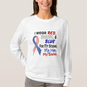 Camiseta Azul blanco rojo para mi hermana