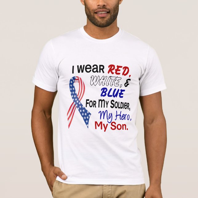 Camiseta Azul blanco rojo para mi hijo (Anverso)