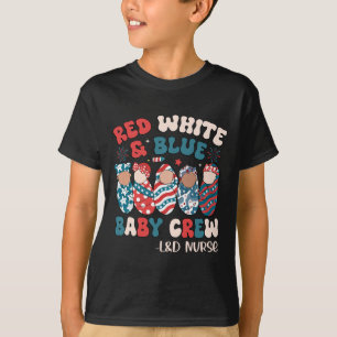 Camiseta Azul blanco rojo retro Groovy