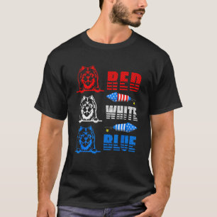 Camiseta Azul blanco rojo Tres cutáneos Chow Chow 4 de juli