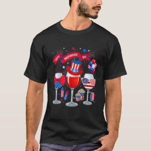 Camiseta Azul Blanco Rojo Tres Vinos Anuncios Bandera Ameri