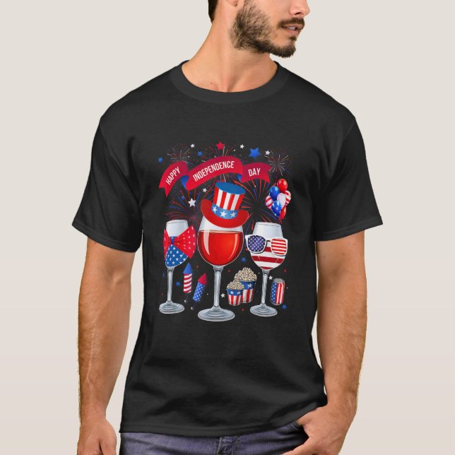 Camiseta Azul Blanco Rojo Tres Vinos Anuncios Bandera Ameri (Anverso)
