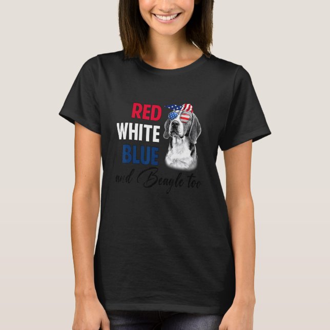 Camiseta Azul Blanco Rojo Y Beagle A Bandera Norteamericana (Anverso)