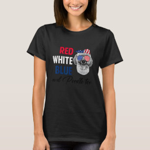 Camiseta Azul Blanco Rojo Y Poodle A Bandera Norteamericana