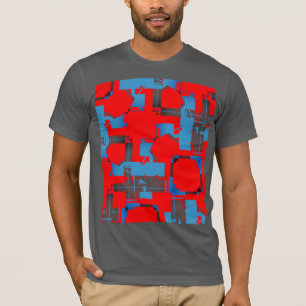 Camiseta Azul Carbón rojo Diagonal Resumen inspirado en MCM