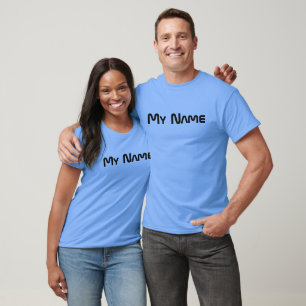Camiseta azul carolina con texto 'Mi nombre' impre
