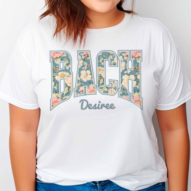 Camiseta Azul Celeste Floral Retro BACH Dama de Honor (Subido por el creador)