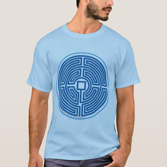 Camiseta azul chino del laberinto del eco (Anverso)