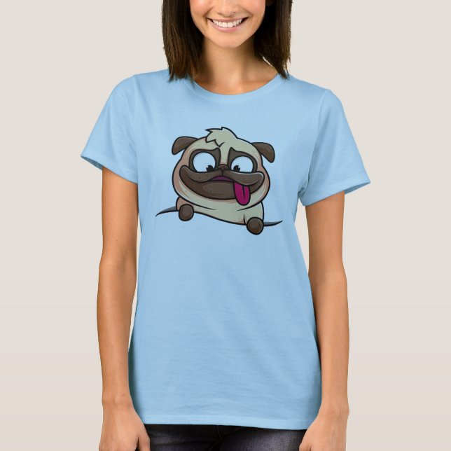 camiseta azul claro con diseño de perro lindo ropa (Anverso)